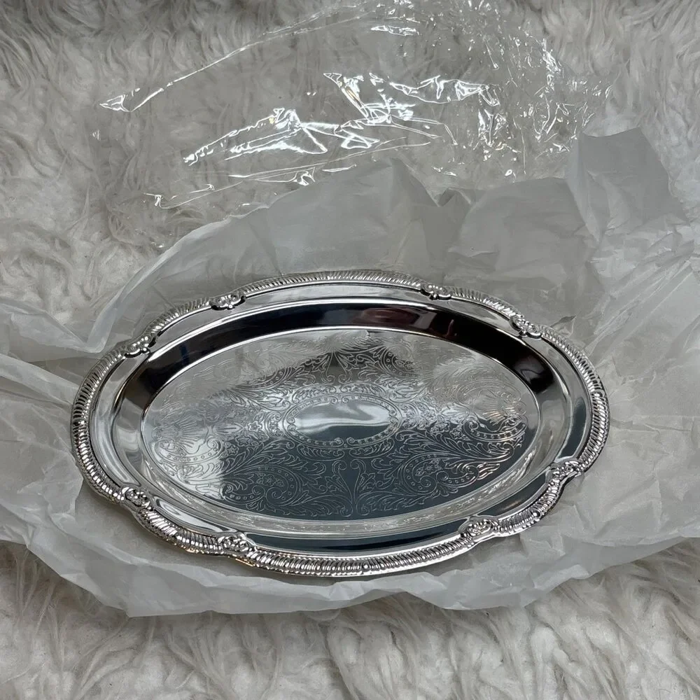 Elegant Silver plated Serving Tray By Old Hampshire Approx 10